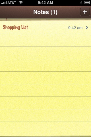 Notes List on iPhone (1st generation) running iPhone OS 1.0
