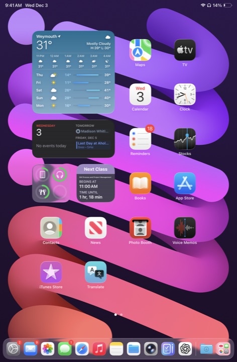 Home Screen Portrait on iPad mini 8.3-inch running iPadOS 26