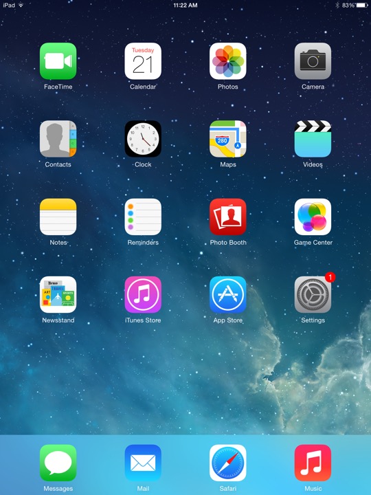 Home Screen Portrait on iPad Air + iPad mini 2 running iOS 7