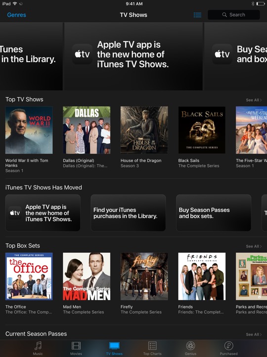 iTunes Store TV Shows on iPad (5th generation) + iPad mini 4 running iOS 10.3.3