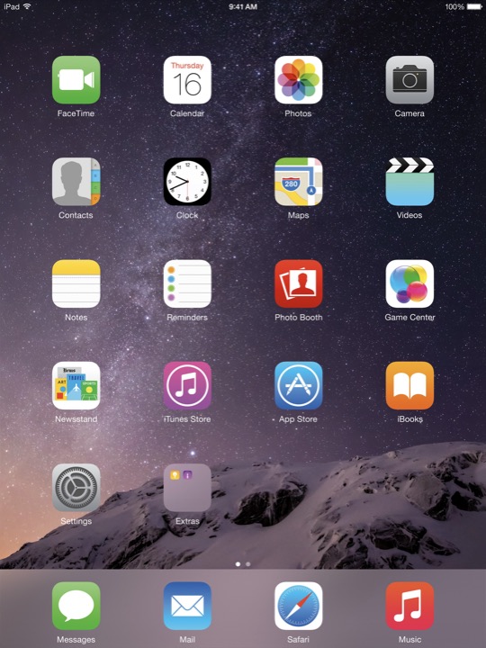 Home Screen Portrait on iPad Air 2 + iPad mini 3 running iOS 8.0