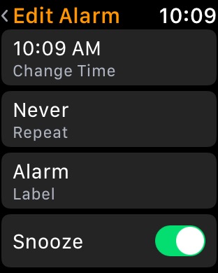 Alarms Edit Alarm on Apple Watch Series 3 (42mm) running watchOS 4.3.1