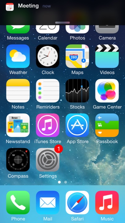 Notification on iPhone 5S + iPhone 5C running iOS 7.1.1