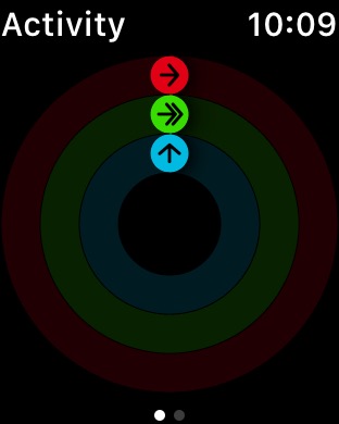 Activity Rings on Apple Watch Series 3 (42mm) running watchOS 4.3.1