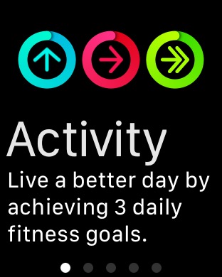 Activity Setup Welcome on Apple Watch Series 3 (42mm) running watchOS 4.3.1