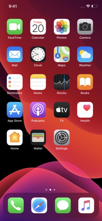 Home Screen Dark on iPhone 11 running iOS 13.5.1