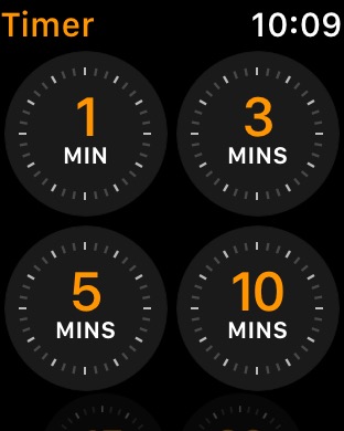 Timer on Apple Watch Series 3 (42mm) running watchOS 4.3.1