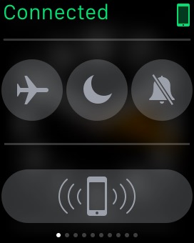 Settings Glance on Apple Watch (1st generation) 38mm running watchOS 1.0.1
