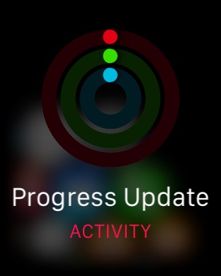 Activity Notification Preview on Apple Watch (1st generation) 42mm running watchOS 1.0.1