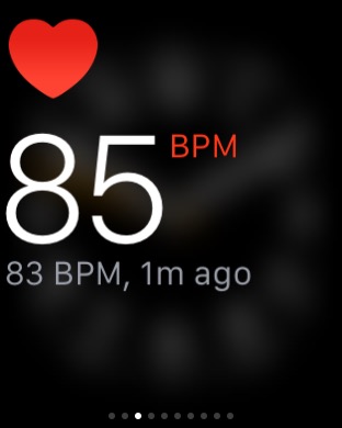 Heart Rate Glance on Apple Watch (1st generation) 42mm running watchOS 1.0.1