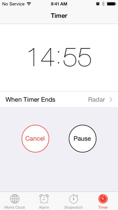 Clock Timer Active on iPhone 5S + iPhone 5C running iOS 7.1.1