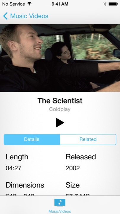 Music Video Details on iPhone 5S + iPhone 5C running iOS 7.1.1