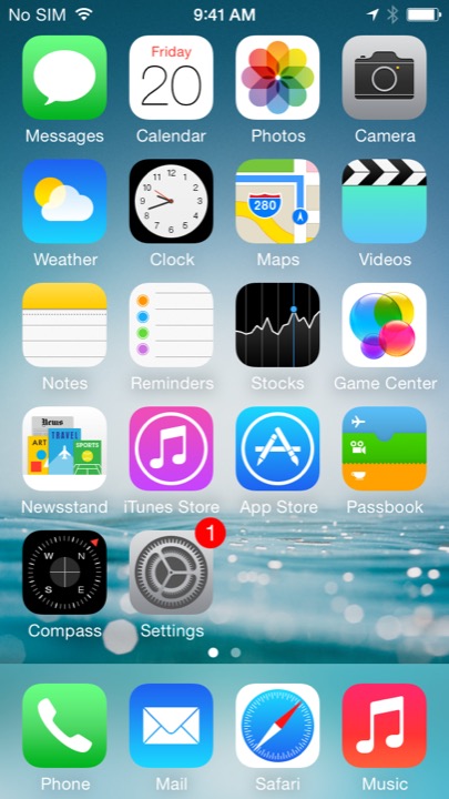 Ocean Home Screen on iPhone 5S + iPhone 5C running iOS 7.1.1