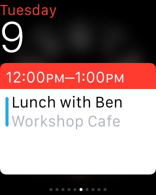 Calendar Glance on Apple Watch (1st generation) 42mm running watchOS 1.0.1