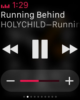 Now Playing Glance on Apple Watch (1st generation) 38mm running watchOS 1.0.1