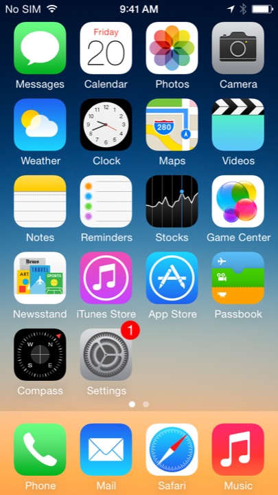 Blue Gradient Home Screen on iPhone 5S + iPhone 5C running iOS 7.1.1