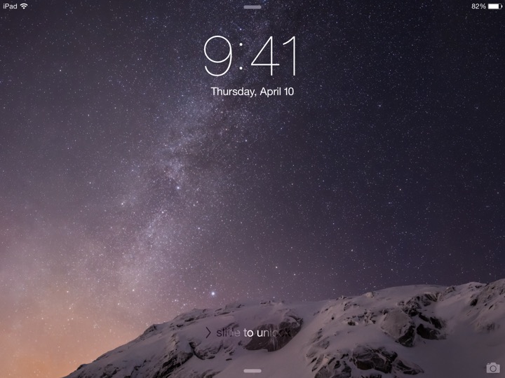 Lock Screen Landscape on iPad Air 2 + iPad mini 3 running iOS 8.0