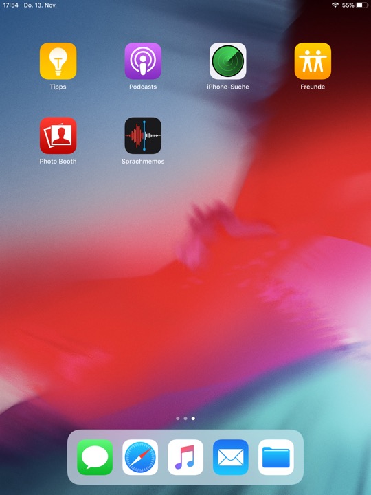 Home Screen Page 2 Portrait on iPad mini (5th generation) running iOS 12