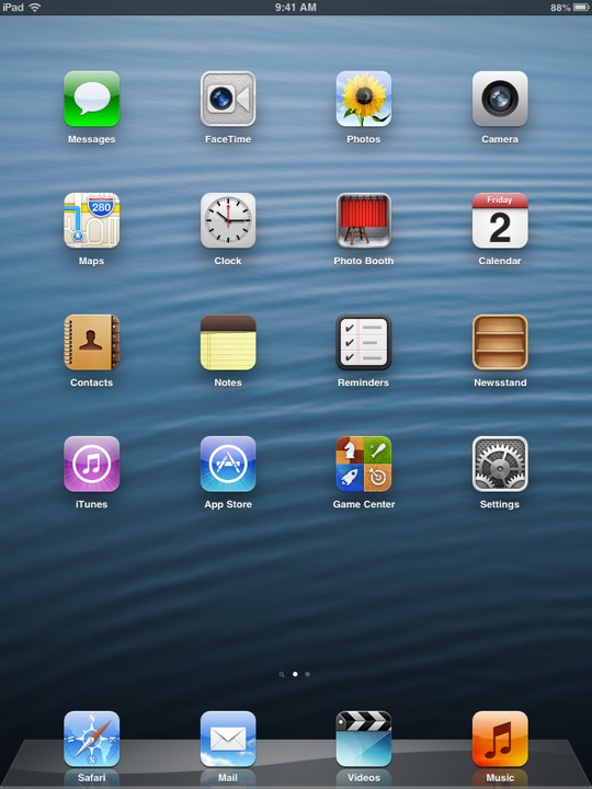 Home Screen Portrait on iPad (4th generation) running iOS 6.0.1