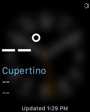 Weather Glance on Apple Watch (1st generation) 42mm running watchOS 1.0.1