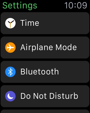 Settings on Apple Watch (1st generation) 42mm running watchOS 1.0.1