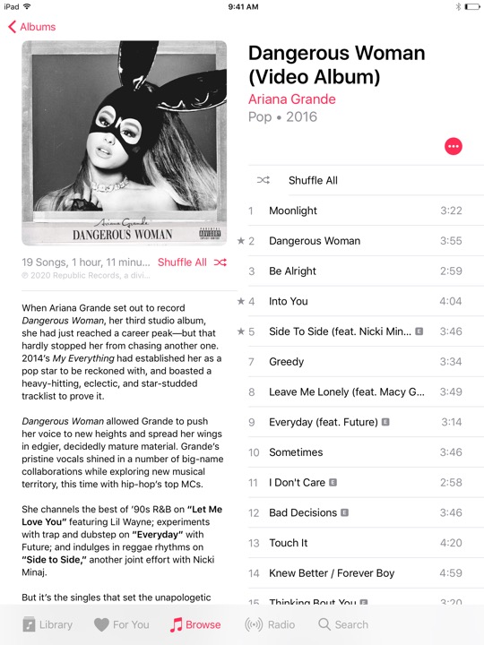 Music Album on iPad (5th generation) + iPad mini 4 running iOS 10.3.3