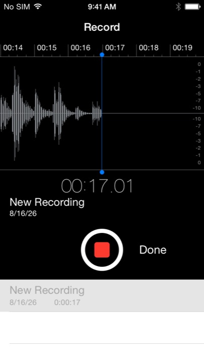 Voice Memo Recording on iPhone 5S + iPhone 5C running iOS 7.1.1