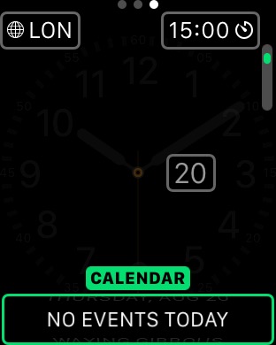 Watch Face Edit Complications on Apple Watch (1st generation) 42mm running watchOS 1.0.1