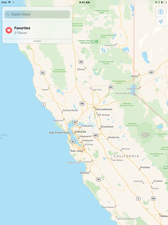 Maps California on iPad (5th generation) + iPad mini 4 running iOS 10.3.3