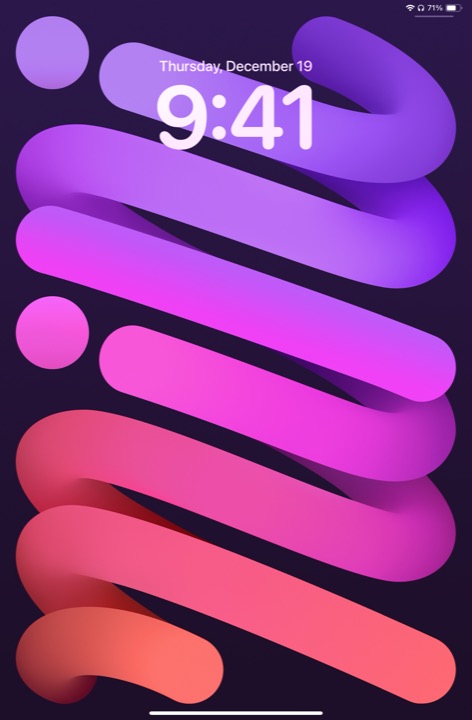 Lock Screen Portrait on iPad mini (A18 Pro) running iPadOS 18