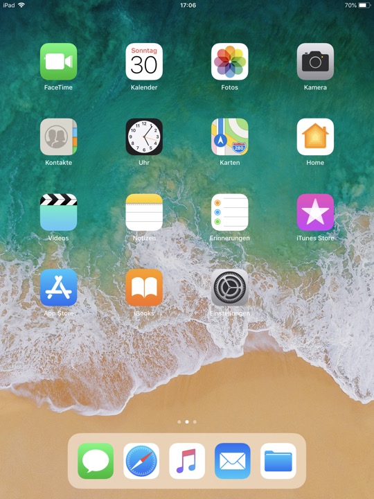 Home Screen Portrait on iPad 9.7-inch + 7.9-inch running iOS 11