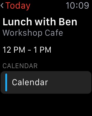 Calendar Event Details Alternate on Apple Watch (1st generation) 42mm running watchOS 1.0.1