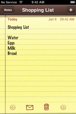 Viewing Note on iPhone (1st generation) running iPhone OS 1.0