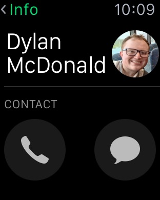 Phone Contact on Apple Watch (1st generation) 42mm running watchOS 1.0.1