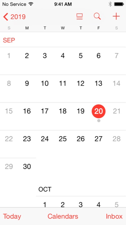 Calendar Month on iPhone 5S + iPhone 5C running iOS 7.1.1