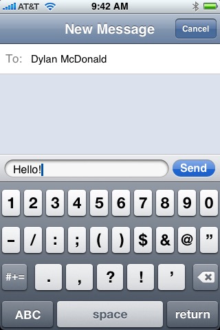 Composing Message on iPhone (1st generation) running iPhone OS 1.0