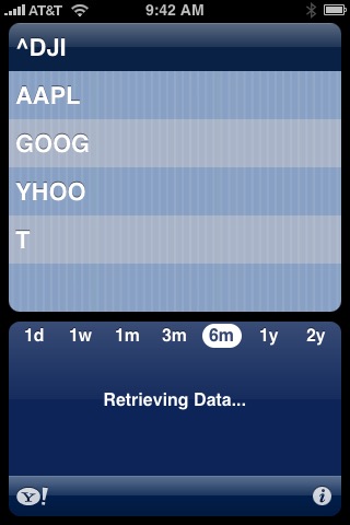 Stocks on iPhone (1st generation) running iPhone OS 1.0