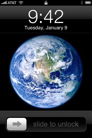 Lock Screen Earth on iPhone (1st generation) running iPhone OS 1.0