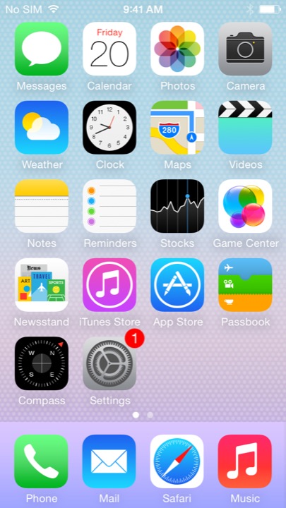 iOS 7 Beta Wallpaper Home Screen on iPhone 5S + iPhone 5C running iOS 7.1.1