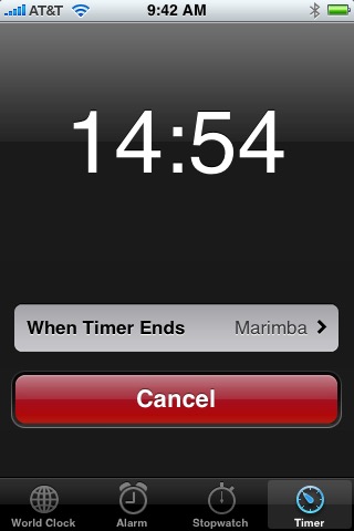 Active Timer on iPhone (1st generation) running iPhone OS 1.0