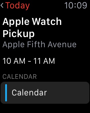 Calendar Event Details on Apple Watch (1st generation) 42mm running watchOS 1.0.1