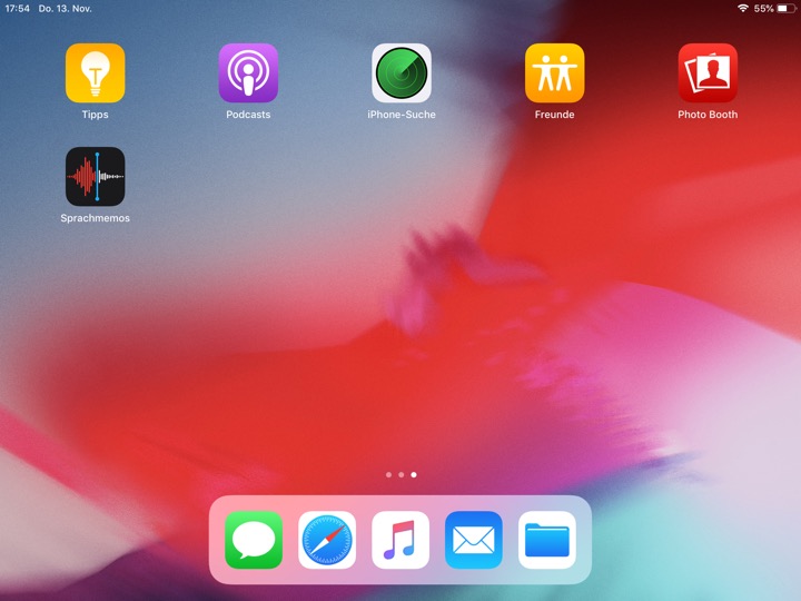 Home Screen Page 2 Landscape on iPad mini (5th generation) running iOS 12