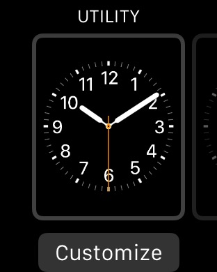 Watch Face Picker on Apple Watch (1st generation) 42mm running watchOS 1.0.1