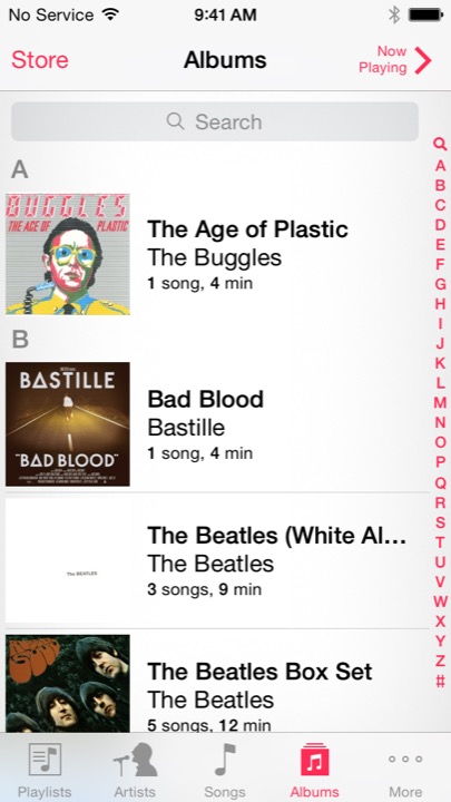 Music Albums on iPhone 5S + iPhone 5C running iOS 7.1.1
