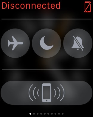 Controls Disconnected Glance on Apple Watch (1st generation) 42mm running watchOS 1.0.1