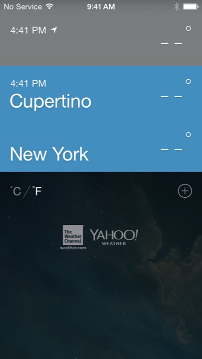 Weather Locations on iPhone 5S + iPhone 5C running iOS 7.1.1