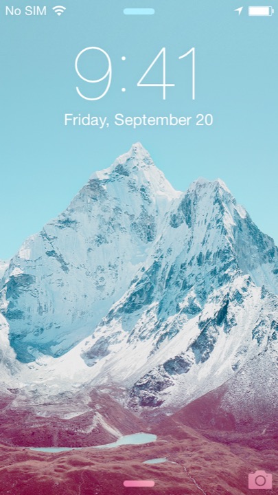 Mountains Lock Screen on iPhone 5S + iPhone 5C running iOS 7.1.1