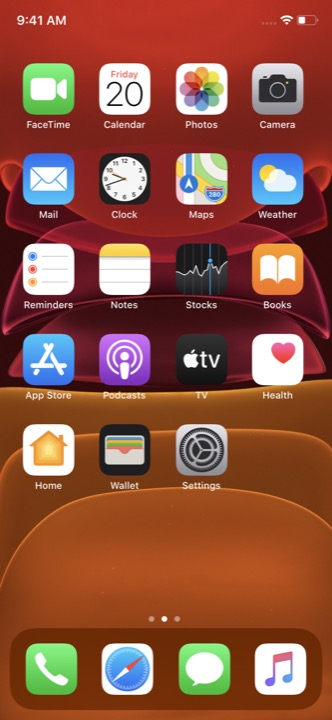 Home Screen Dark on iPhone 11 running iOS 13.5.1
