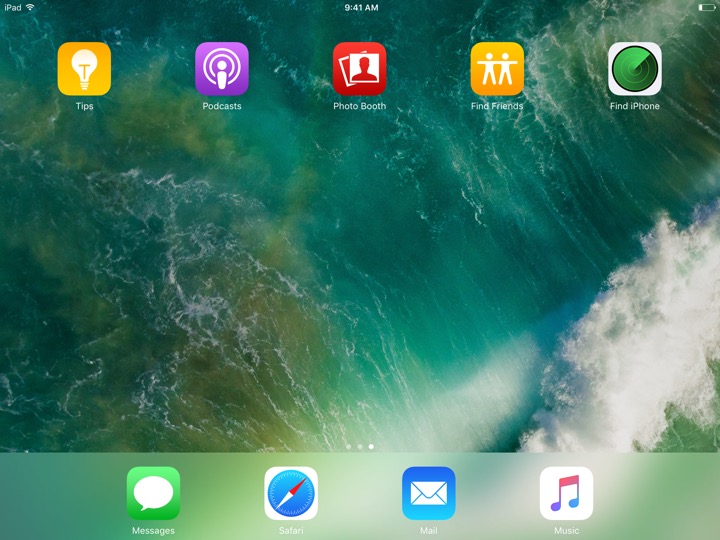 Home Screen Page 2 Landscape on iPad (5th generation) + iPad mini 4 running iOS 10.3.3
