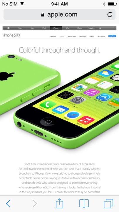Safari iPhone 5C on iPhone 5S + iPhone 5C running iOS 7.1.1